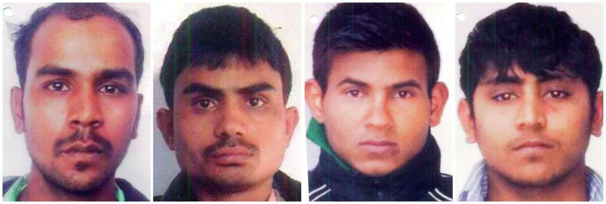 Convicted rapists (from left) Mukesh Singh, Akshay Thakur, Vinay Sharma and Pawan Gupta were sentenced to death in an Indian court Friday for the gang rape and murder of a 23-year-old woman.