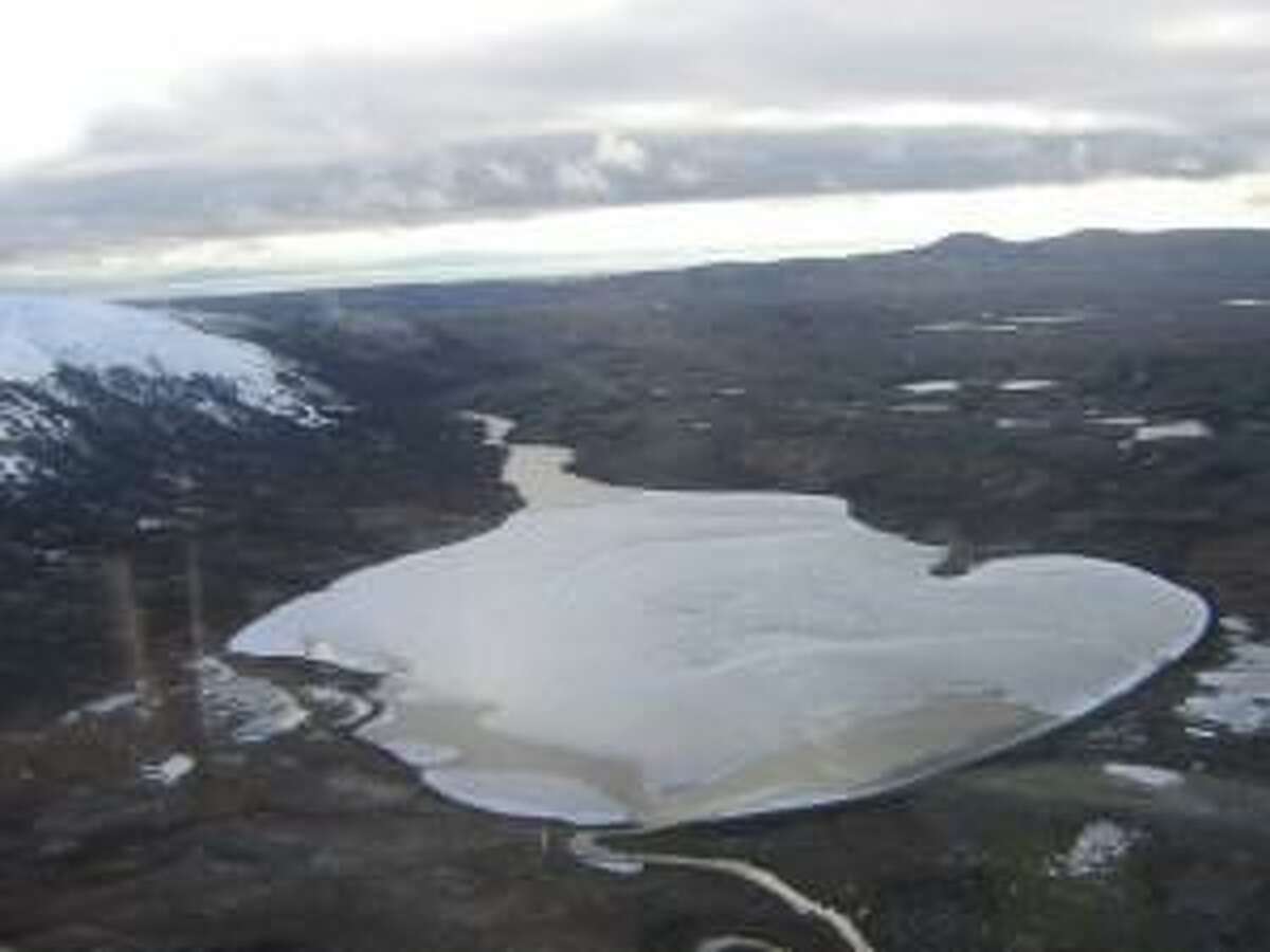 Aerial view of site for giant proposed Pebble Mine near Bristol Bay in Alaska. Frying Pan Lake, pictured here, would disappear beneath a giant pile of tailings. Bristol Bay is one of the world’s geatest fisheries.