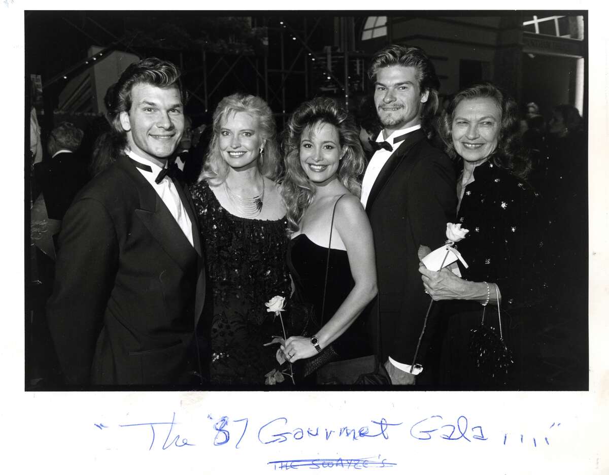 Former Houstonians, the Swayzes - Patrick Swayze and his wife, Lisa Niemi; Marcia and her husband, Don Swayze; Patsy Swayze - attend the 1987 Gourmet Gala. (Steve Ueckert / Houston Chronicle)