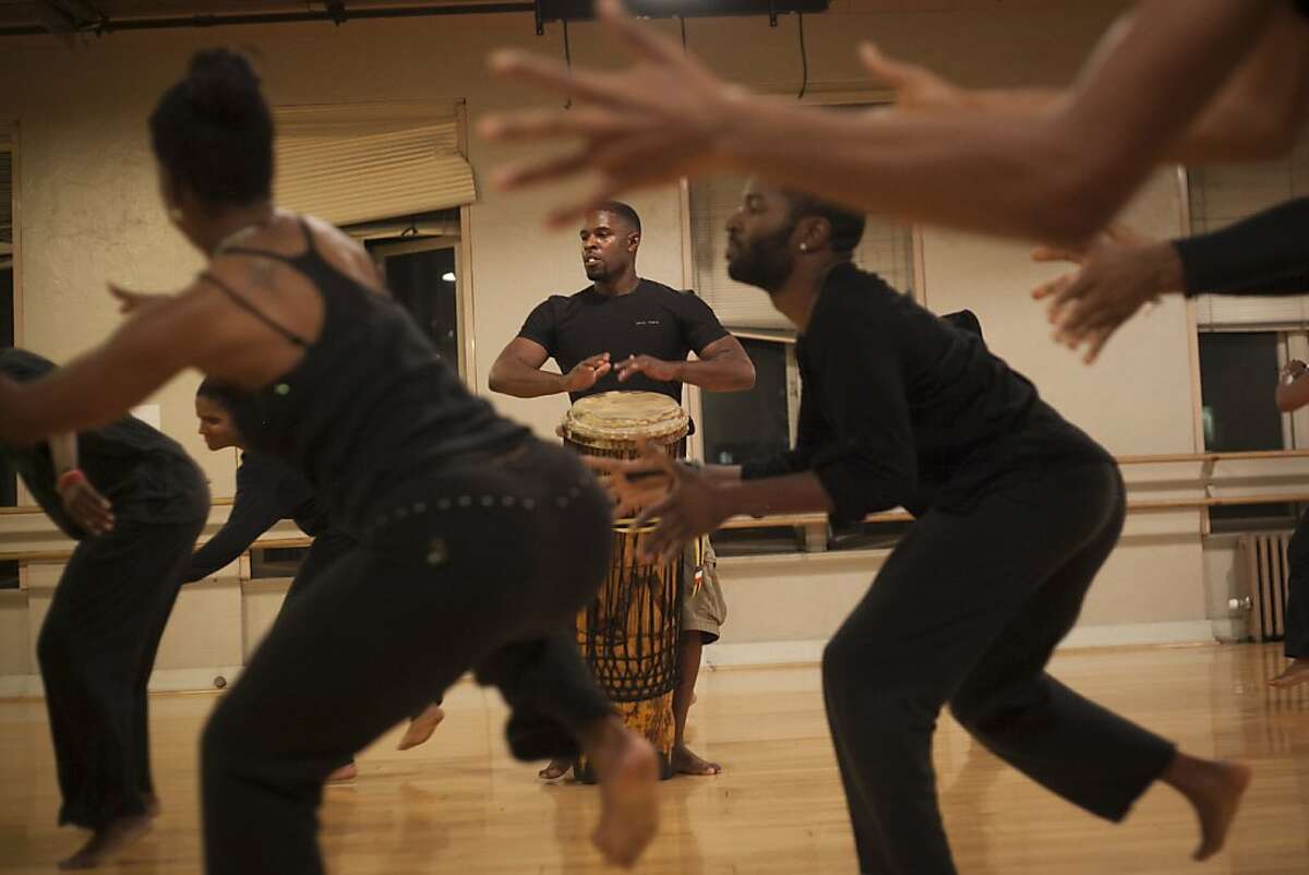 Drummer Kiazi Malonga during a rehearsal for Down the Conga Line on September 18th 2013. Dimensions Dance Theater which celebrates its 40th birthday this year, plans to take the show to Brazzaville, the capital of Congo.