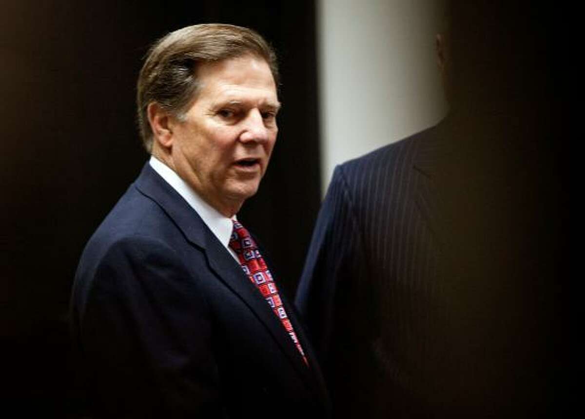 Former House Majority Leader Tom DeLay arrives in the 250th district court of Judge Pat Priest at the Travis County Courthouse for his sentencing. Jan. 10, 2011.