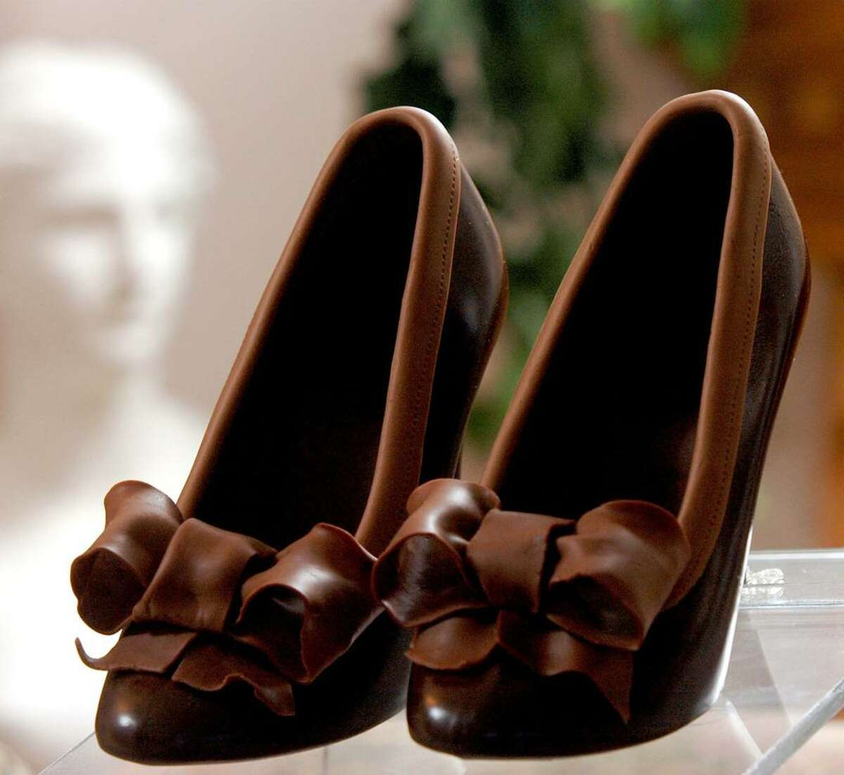 A pair of chocolate shoes.