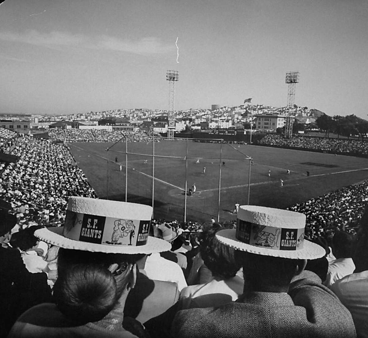 Baseball fans during opeaning game at Seals Stadium. (Photo by Jon Brenneis//Time Life Pictures/Getty Images)