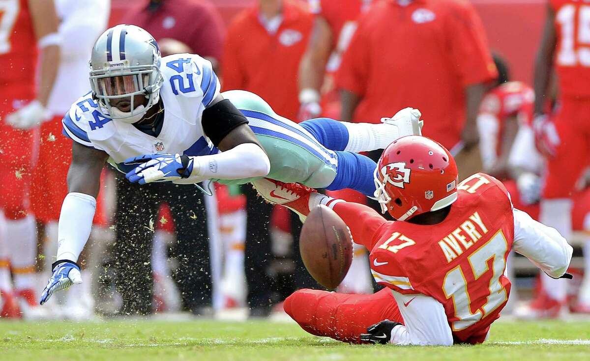 Cowboys cornerback Morris Claiborne, committing a pass interference penalty last week on Chiefs wide receiver Donnie Avery, has recorded only one interception in 17 career games.