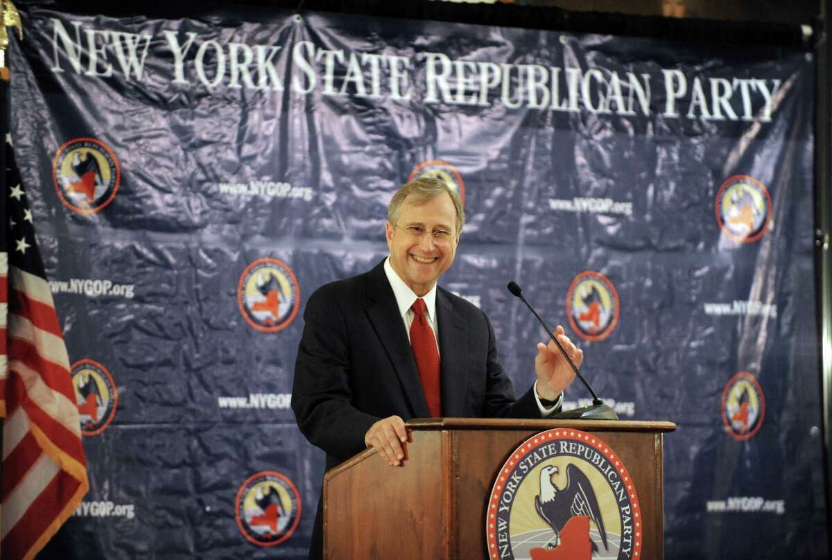 Ed Cox speaks after being renomited as the New York State Republican Party chairman during a state Republican Party meeting at the Desmond Hotel on Tuesday Sept. 24, 2013 in Colonie, N.Y. (Michael P. Farrell/Times Union)