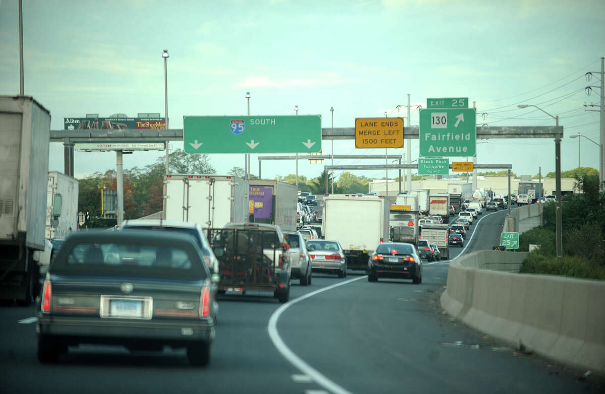 Traffic is bumper-to-bumper on I-95 southbound in Bridgeport during the morning commute on Thursday, September 26, 2013.