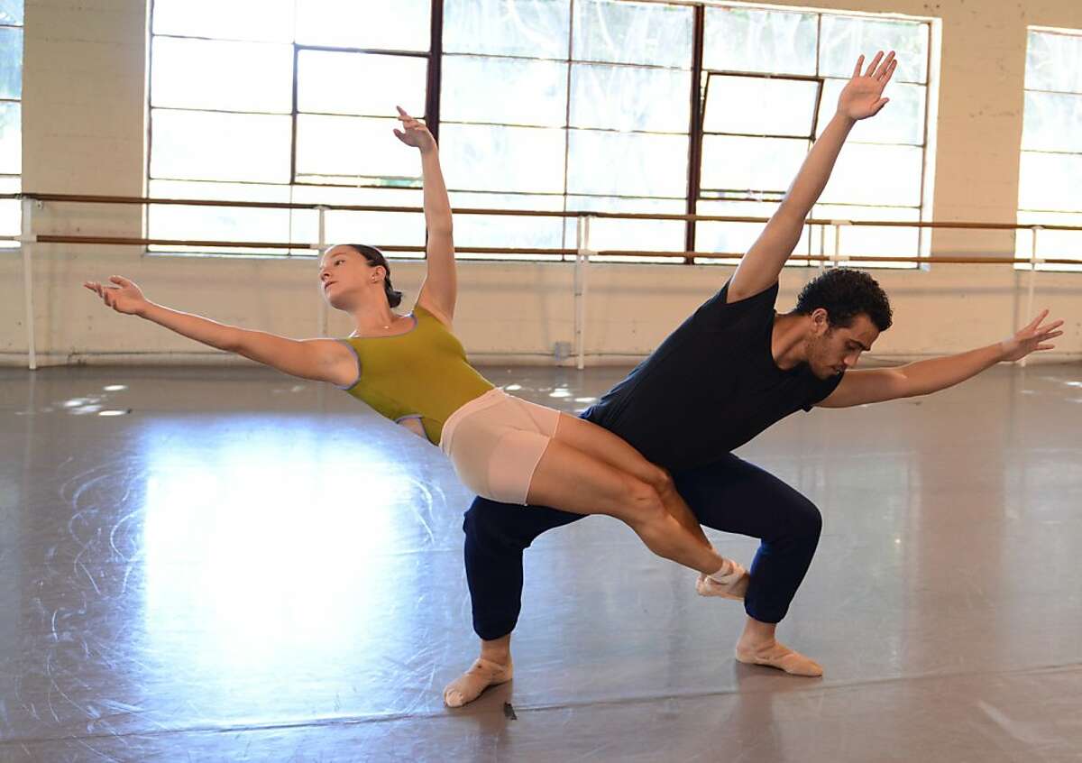 Terez Dean and Eduardo Permuy of Smuin Ballet rehearsing Jiri Kylian's "Return to a Strange Land." Photo by Alejandro Gomez