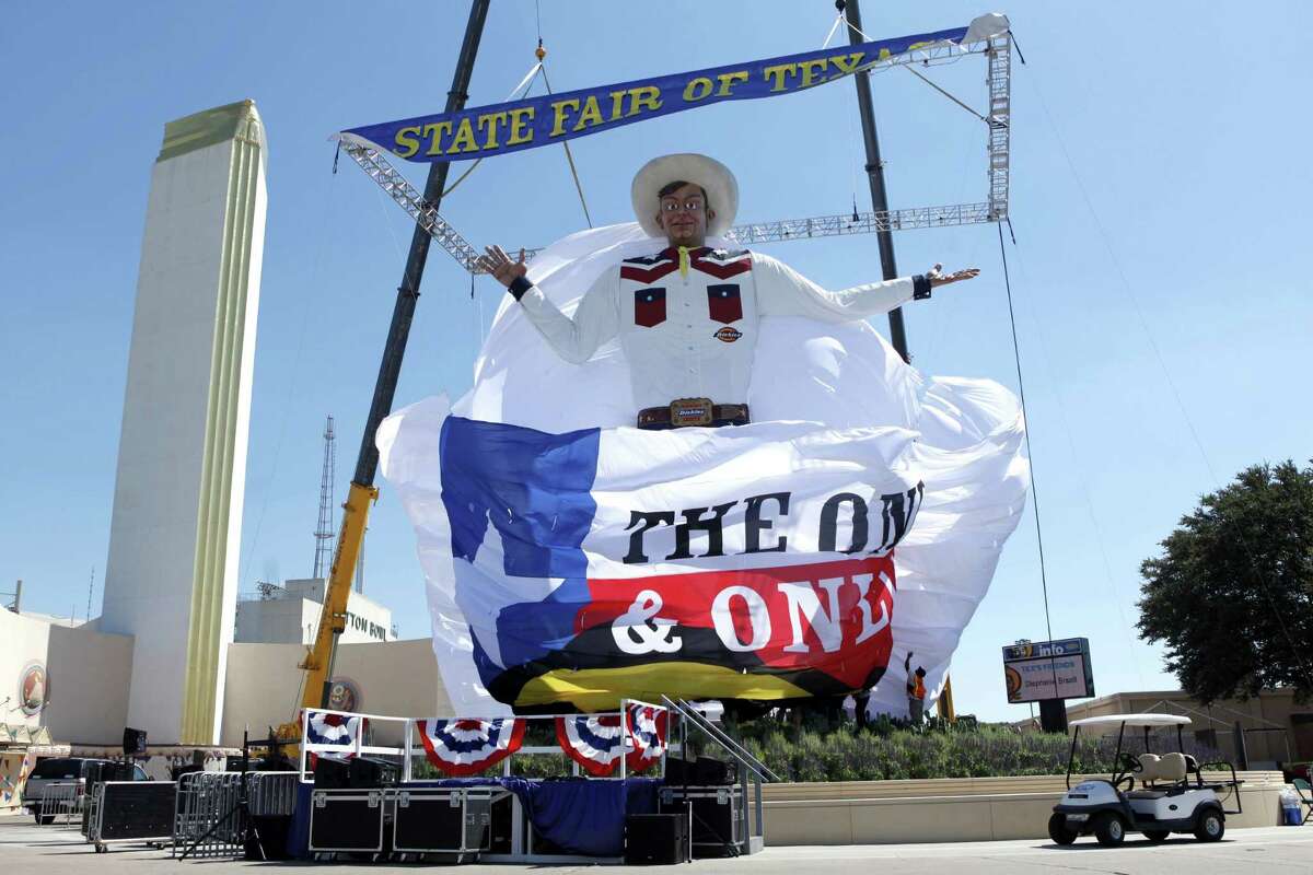 Because of high winds, the curtain was dropped and the new Big Tex was revealed to the public Thursday, a day earlier than expected at the State Fair of Texas. He was erected in the middle of the night early Thursday.