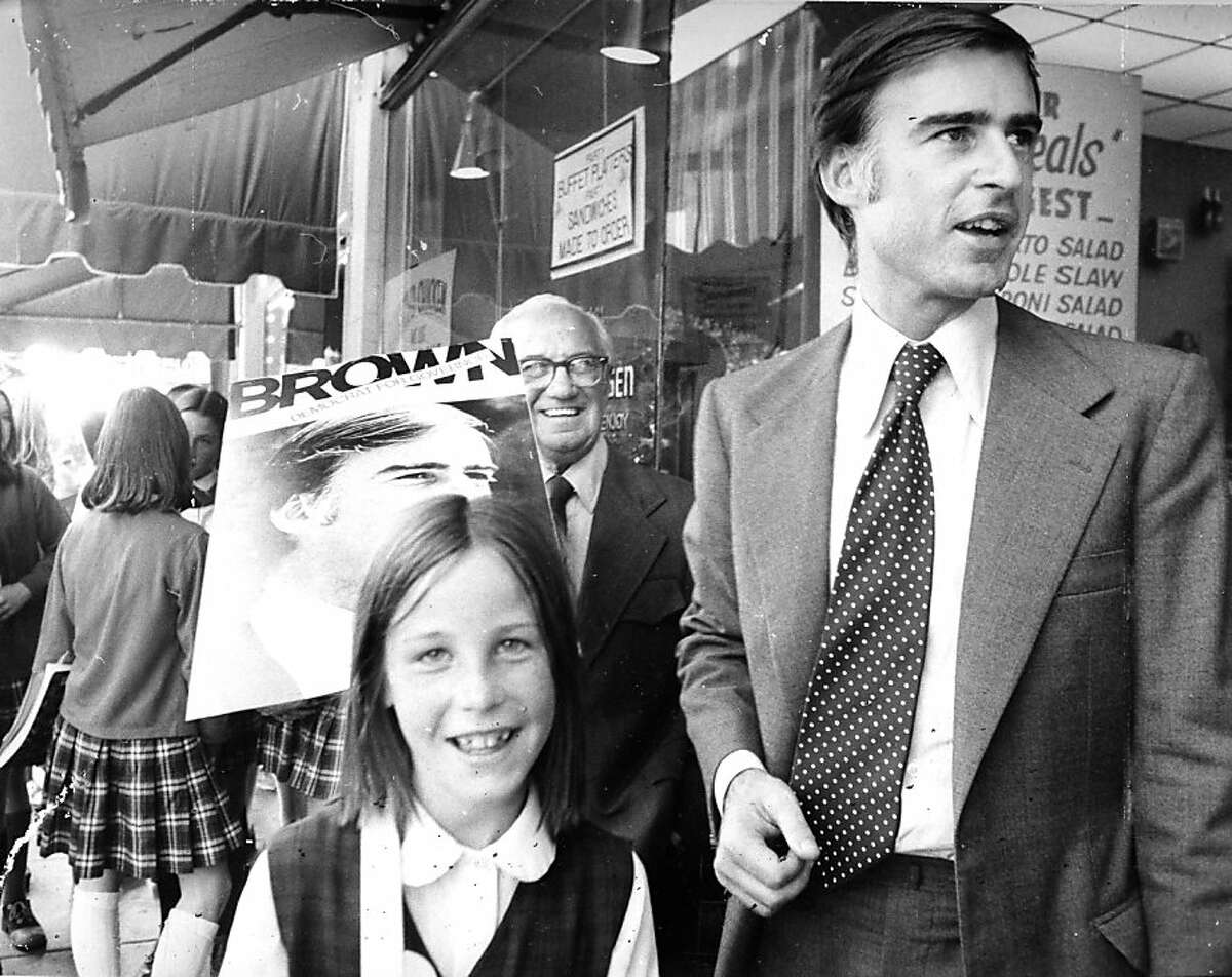 Oct. 16, 1974: Jerry Brown with one of his nieces on the campaign trail, two weeks before he was elected governor of California for the first time.