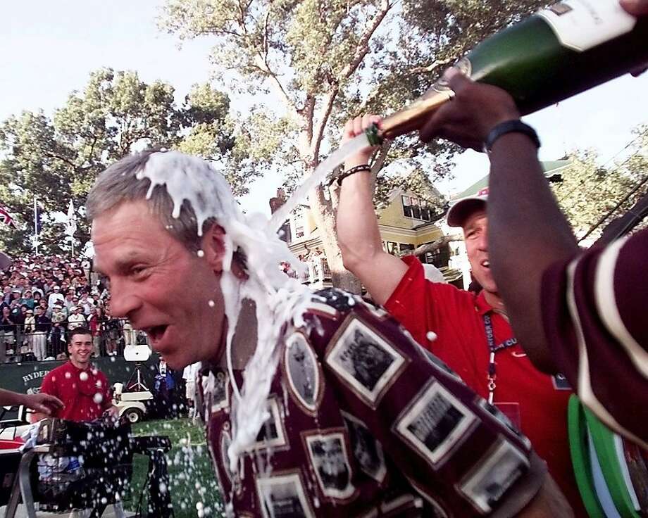 8. The U.S.-Europe rivalry got heated during the "Battle of Brookline" at the 1999 Ryder Cup. The European team blew a 10-6 lead going into the final day, and the Americans surged to a 14.5–13.5 triumph.
European players felt the excessive U.S. celebrations on the course were unsportsmanlike and "disgusting." But hey, Americans are nothing if not unbridled when it comes to their celebrations. Photo: Dave Martin, Associated Press