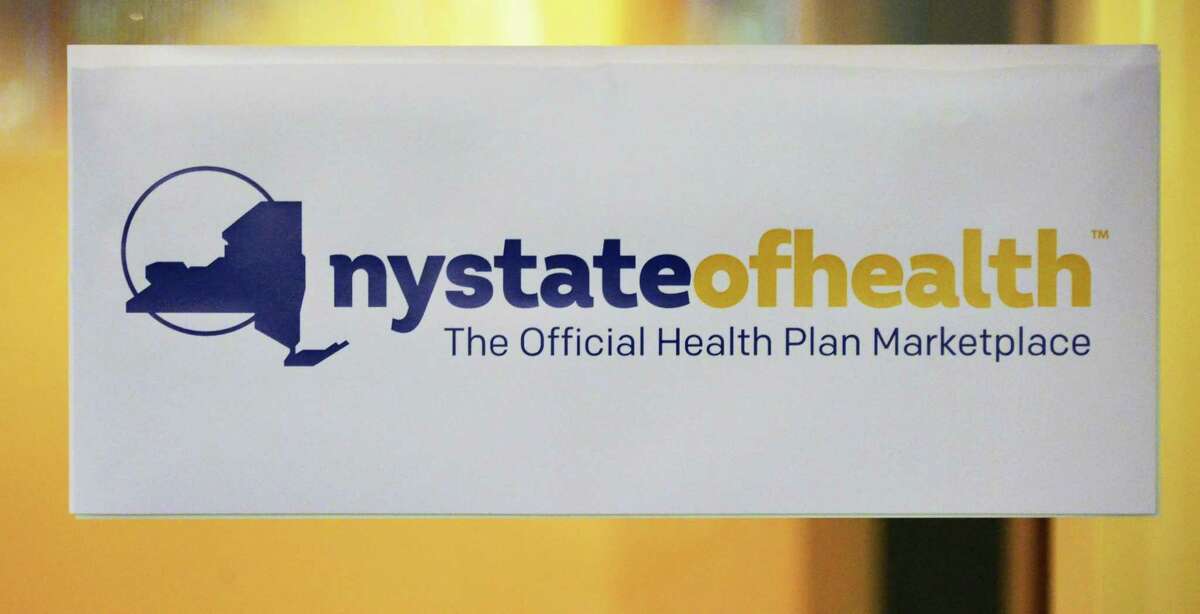 NY State of Health sign at the Maximus customer service center Thursday Sept. 19, 2013, in Albany, NY. (John Carl D'Annibale / Times Union)