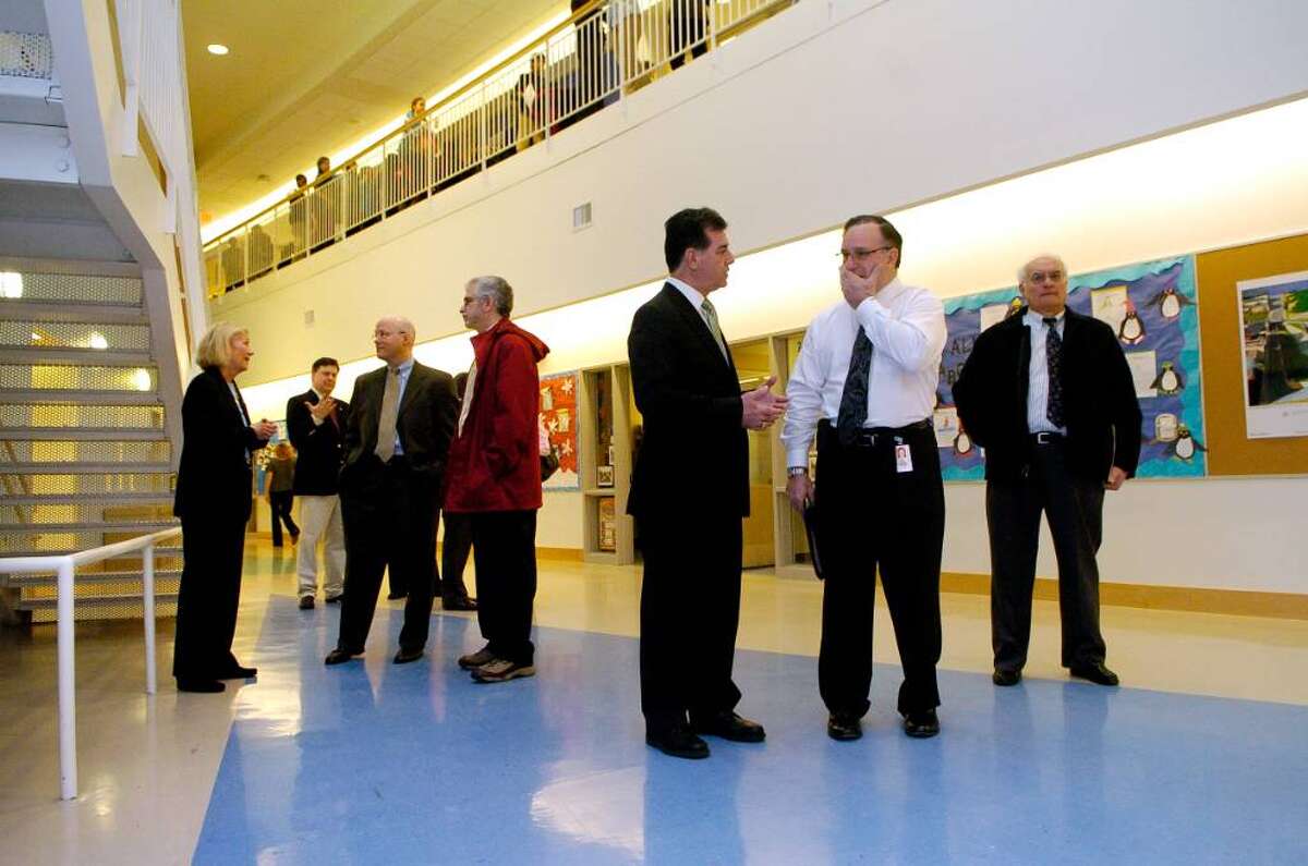 Officials visit Stamford's newest school and one of its oldest