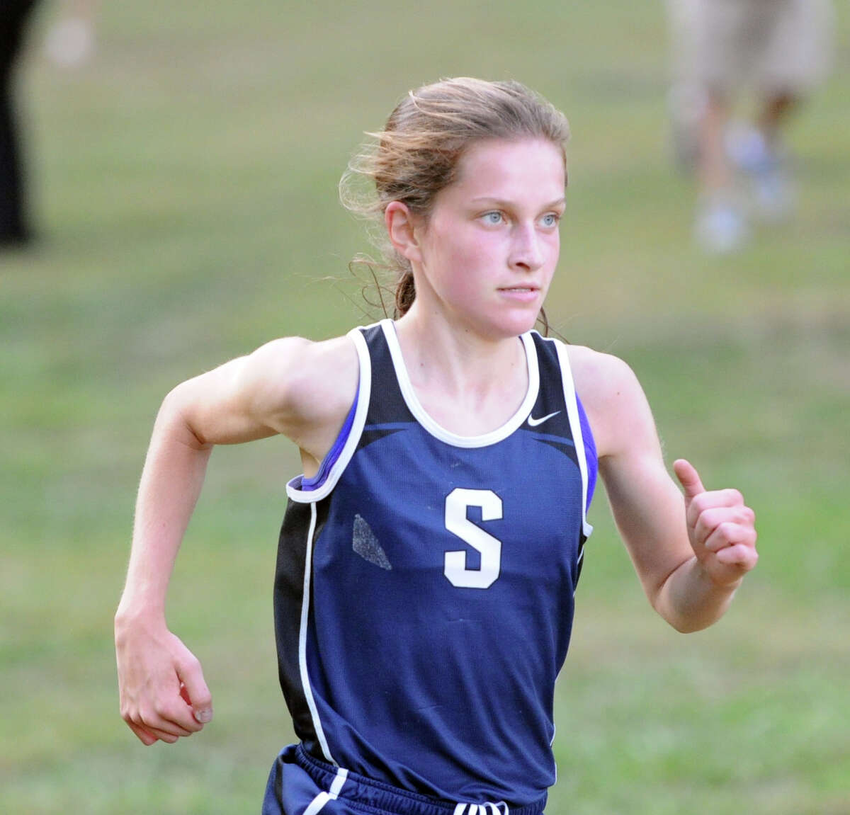 Greenwich High girls cross country running past the opposition 