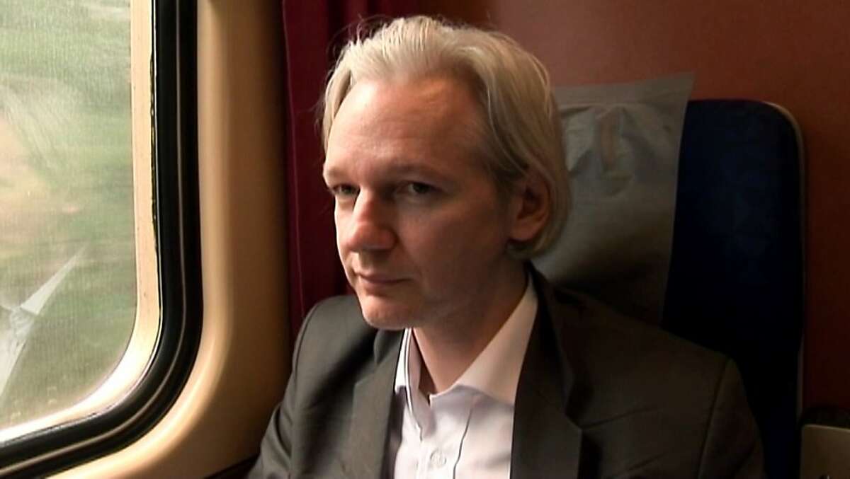 This film publicity image released by Focus World shows Julian Assange in a scene from the documentary, "We Steal Secrets: The Story of WikiLeaks." (AP Photo/Focus World)