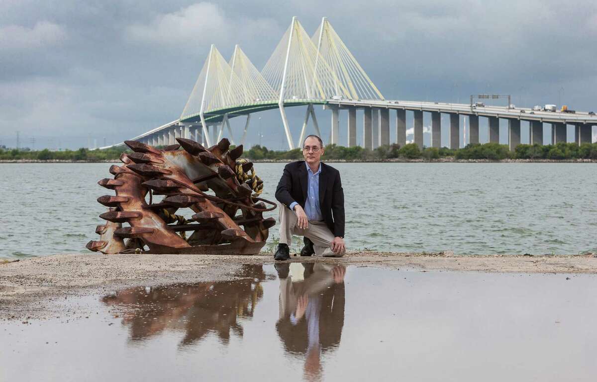 University of Houston professor Thomas M. Colbert believes levees at the Fred Hartman Bridge in Baytown could make the Ship Channel attractive to tourists and protect the area from hurricanes. (Craig H. Hartley/For the Chronicle)