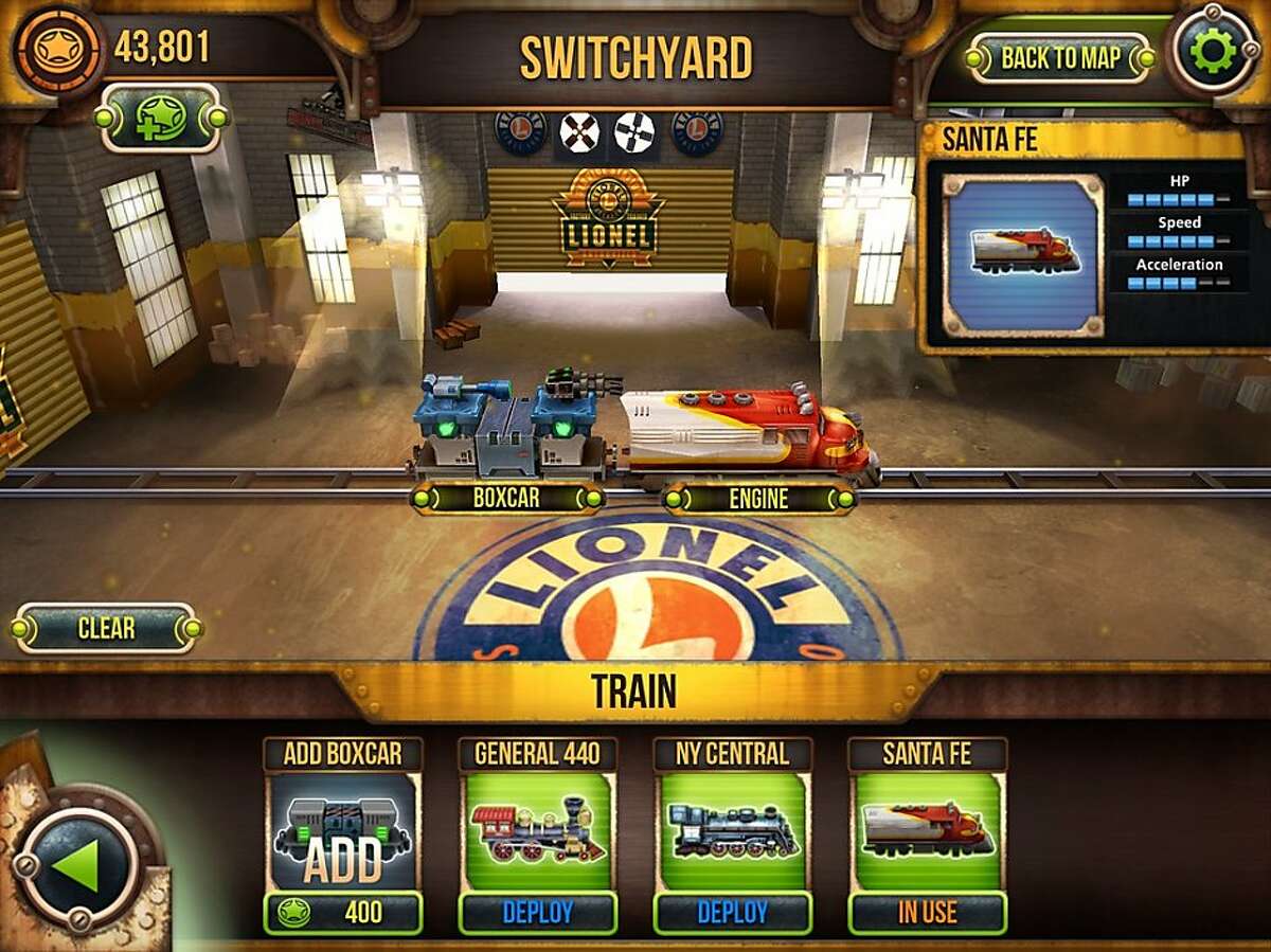 A screenshot from the Lionel Battle Train game.