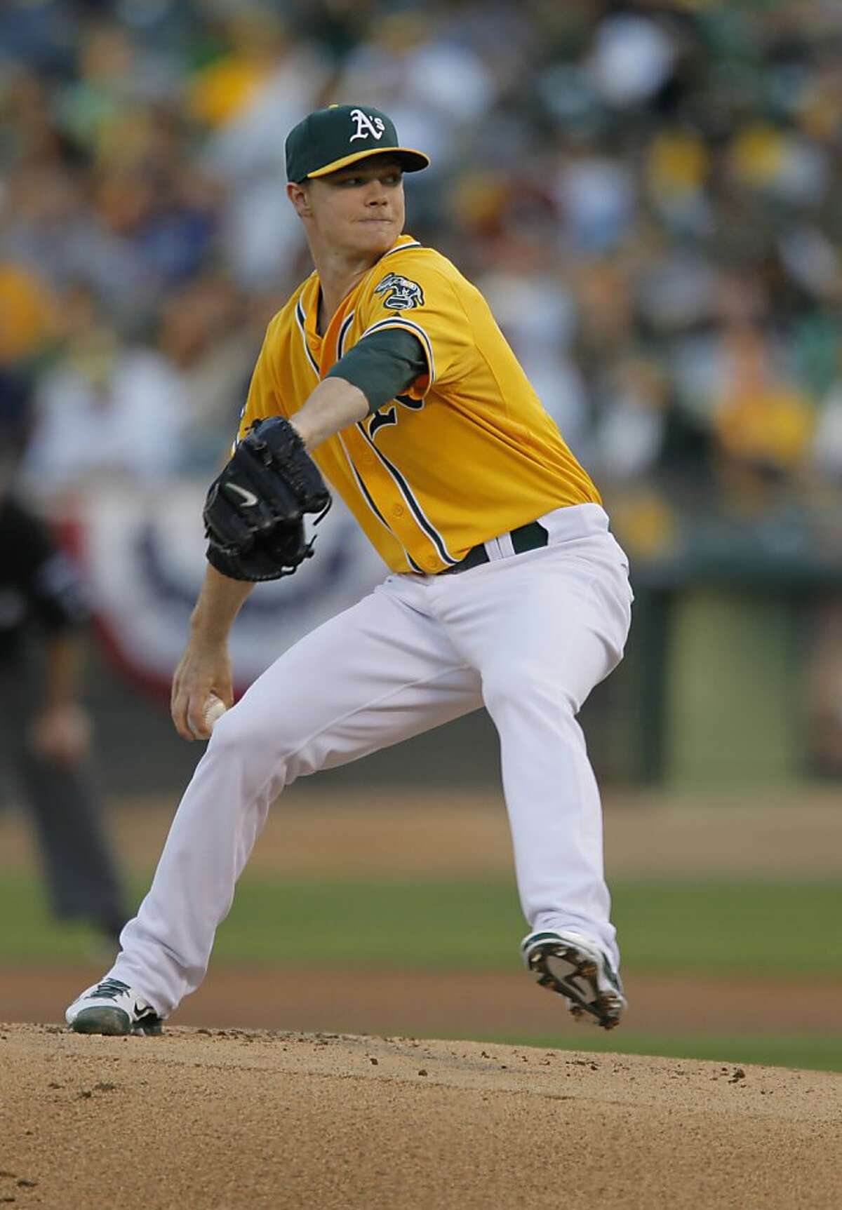 Sonny Gray started for the A's. The Oakland Athletics played the Detroit Tigers in Game 2 of the American League Division Series at O.co Coliseum in Oakland, Calif., on Saturday, October 5, 2013.