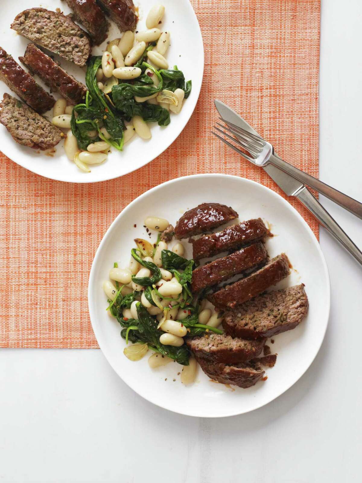 Recipe: Balsamic Meat Loaf With Garlicky Beans and Greens