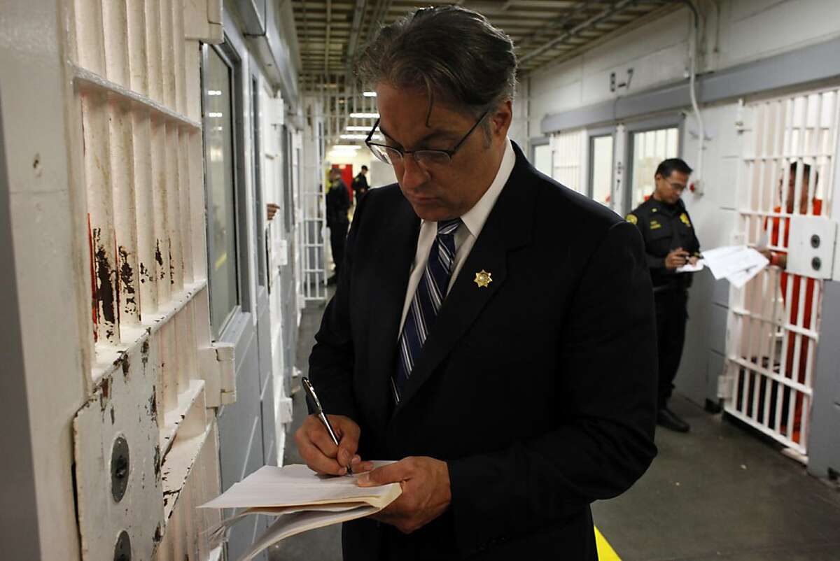 Sheriff Ross Mirkarimi talks with inmates regarding different issues on the 7th floor of the San Francisco County Jail, Monday August 12, 2013, which is slated to be closed and rebuilt in the coming years, in San Francisco, Calif.