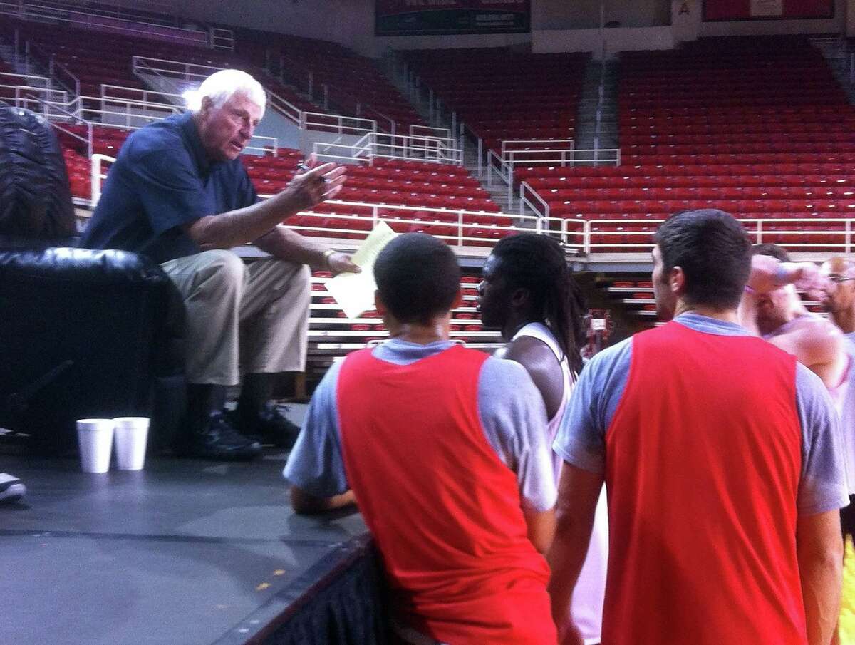 In a surprise visit, Bob Knight attended three Lamar basketball practices last weekend. Knight talked to players and mentored them on the sport. Photo taken October 06, 2013 Photo provided by James Dixon