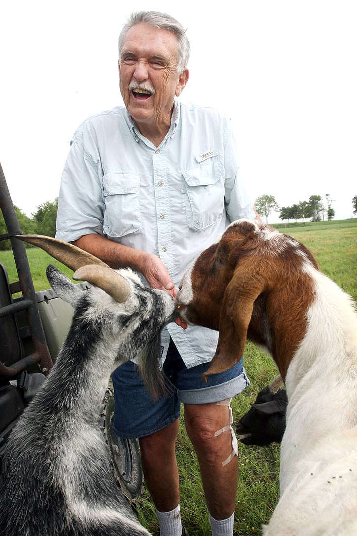 Warning: Photos in this story are graphic and disturbing examples of the mystery being investigated in Port Lavaca. Wayne Daggs feeds animals on his Port Lavaca farm. (Angeli Wright / Victoria Advocate )