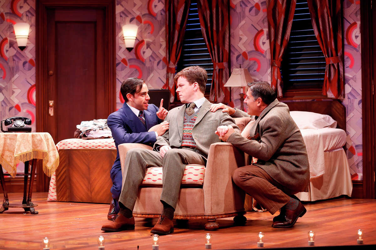 From left, Ben Steinfeld, Eric Bryant and Jim Bracchitta in a scene from ìRoom Service,î playing at the Westport Country Playhouse through Oct. 27.