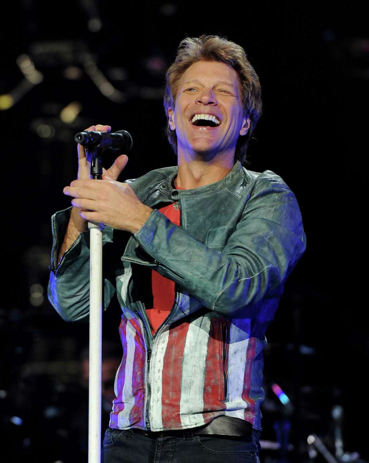 Musician Jon Bon Jovi performs at The Staples Center on October 11, 2013 in Los Angeles, California.