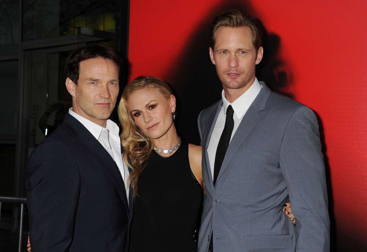 Alexander Skarsgard, right, has been an oft-mentioned contender for the role of Christian Grey. He's pictured with "True Blood" co-stars Stephen Moyer, left, and Anna Paquin, center, in 2013.