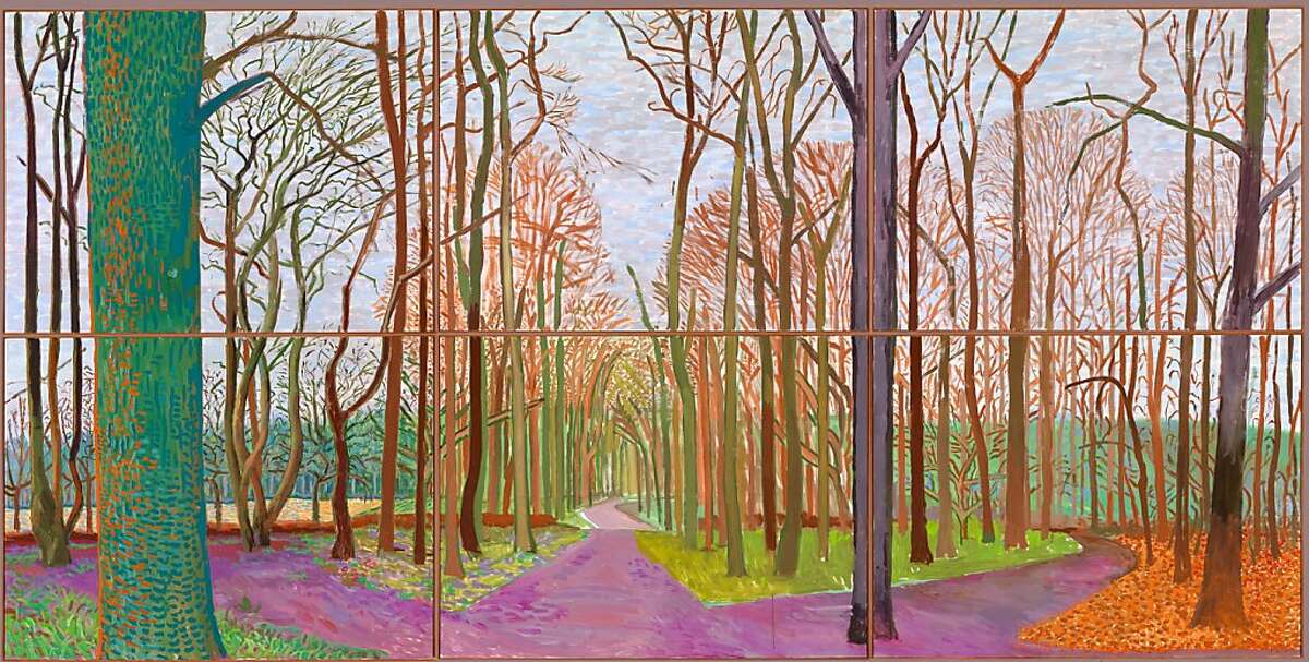 "WOLDGATE WOODS, 30 MARCH - 21 APRIL" 2006 OIL ON 6 CANVASES (36 X 48" EACH) 72 X 144" OVERALL ©ÊDAVID HOCKNEY