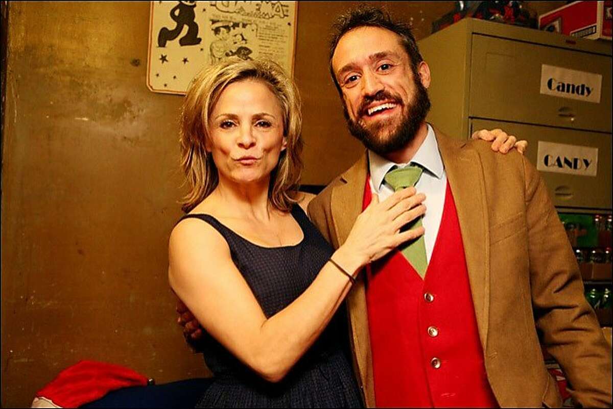 artsandends jpg 2: Chris Statton, who helped raise funds and expand programming at San Francisco's Roxie Theater, has resigned as executive director due to illness. He's seen here with actress, writer and comedian Amy Sedaris, one of many artists who appeared at the Roxie during his tenure. Courtesy Roxie Theater.