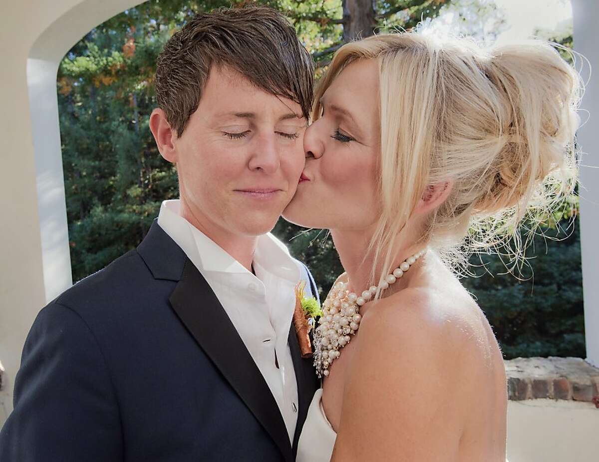 Emily Drabant and Erin Conley were married Aug. 17 at a redwood grove at the Ralston White Retreat Center in Mill Valley. Tthe couple exchanged vows while many of the 68 guests perched on logs and wiped away tears. Gay Glasscott, Ms. Drabant's high school guidance counselor, officiated.