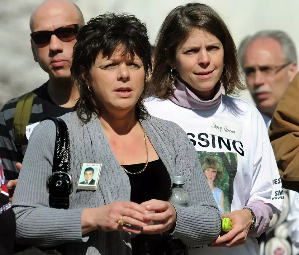 Veronica Frear attending a public event with supporters during the search for her missing son, Craig.