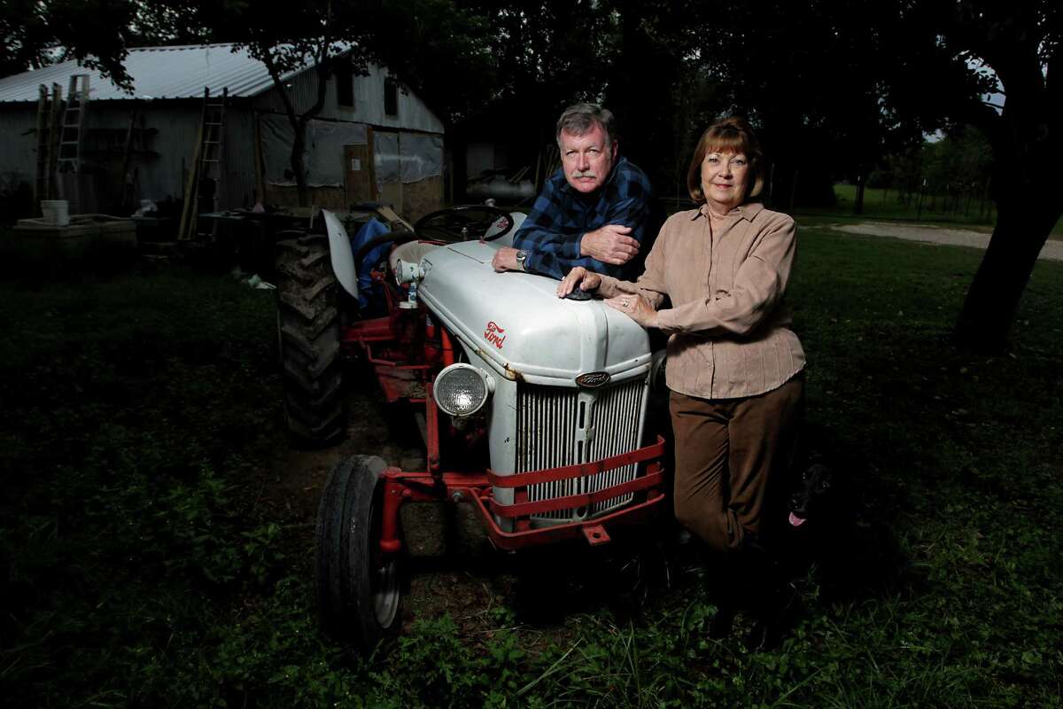 David Peter Franz, an ancestor of Donnah Jones, left, bought a 160-acre tract in the Katy Praire in 1898. Now, Donnah and her husband Larry Jones watch the city descend on their doorstep.