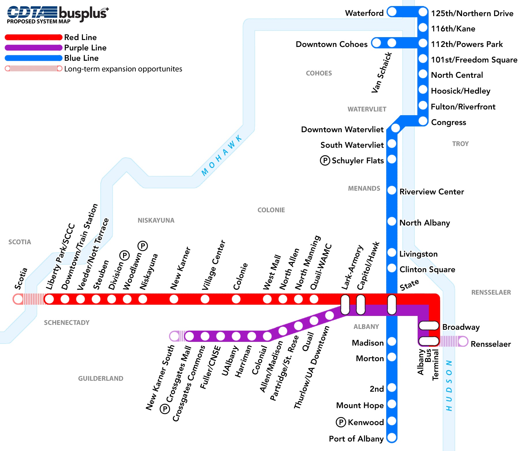 Map: Routes for proposed bus expansion