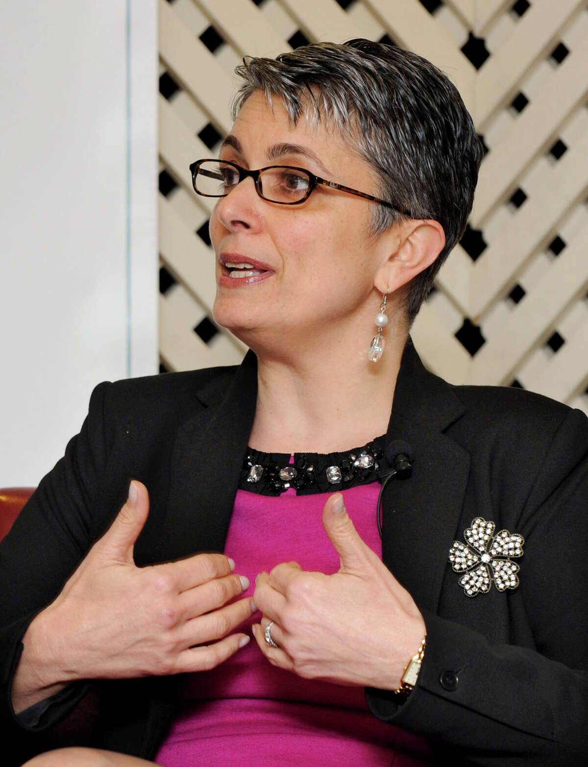 Fran Pastore speaks as part of a panel of for "Conversations with Extraordinary Women 2012," hosted by the Women's Business Council at The Matrix Center in Danbury on Thursday, April 26, 2012.