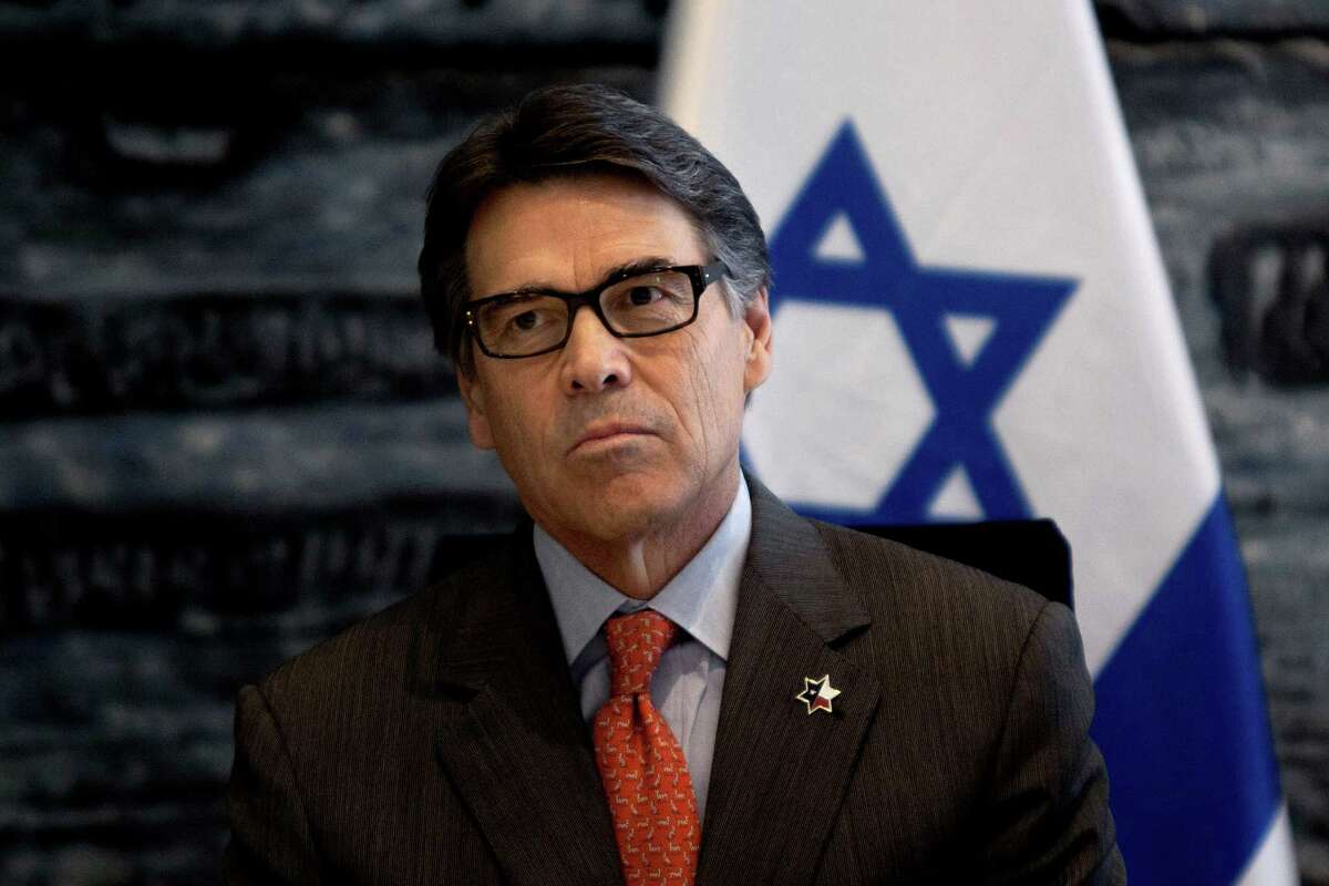 Texas Gov. Rick Perry, attends a ceremony in Israel's President Shimon Peres residence in Jerusalem, Wednesday, Oct. 23, 2013. Texas A&M University said it plans on opening a branch campus in Israel, a first-of-its-kind project that will expand the American university’s growing overseas presence. (AP Photo/Sebastian Scheiner)