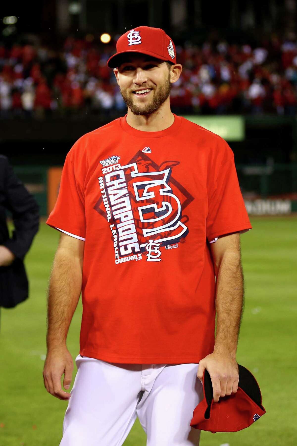 ST LOUIS, MO - OCTOBER 18: Michael Wacha #52 of the St. Louis Cardinals celebrates after the Cardinals defeat the Los Angeles Dodgers 9-0 in Game Six of the National League Championship Series at Busch Stadium on October 18, 2013 in St Louis, Missouri. (Photo by Elsa/Getty Images)