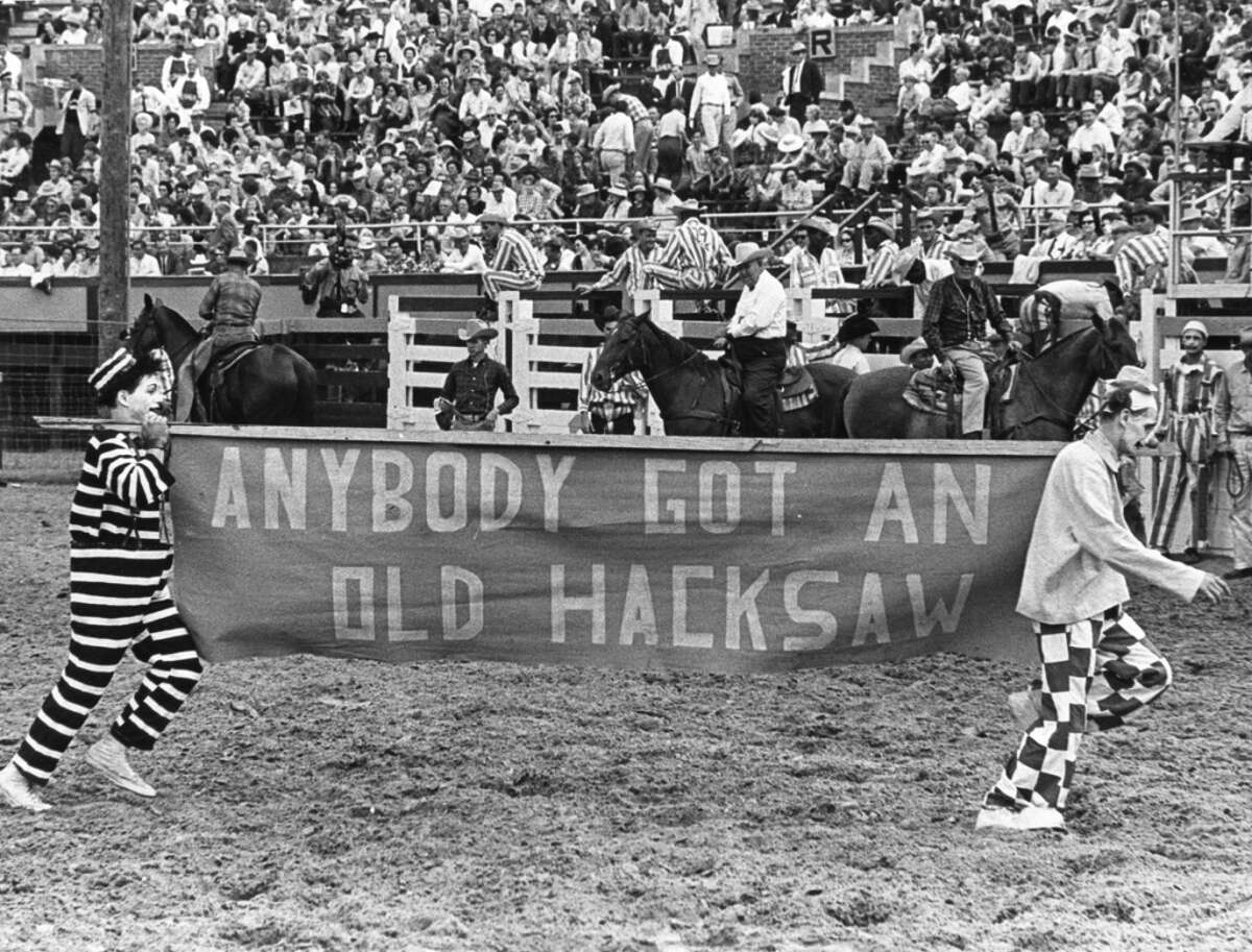 Rodeo clowns at the 1965 Texas Prison Rodeo