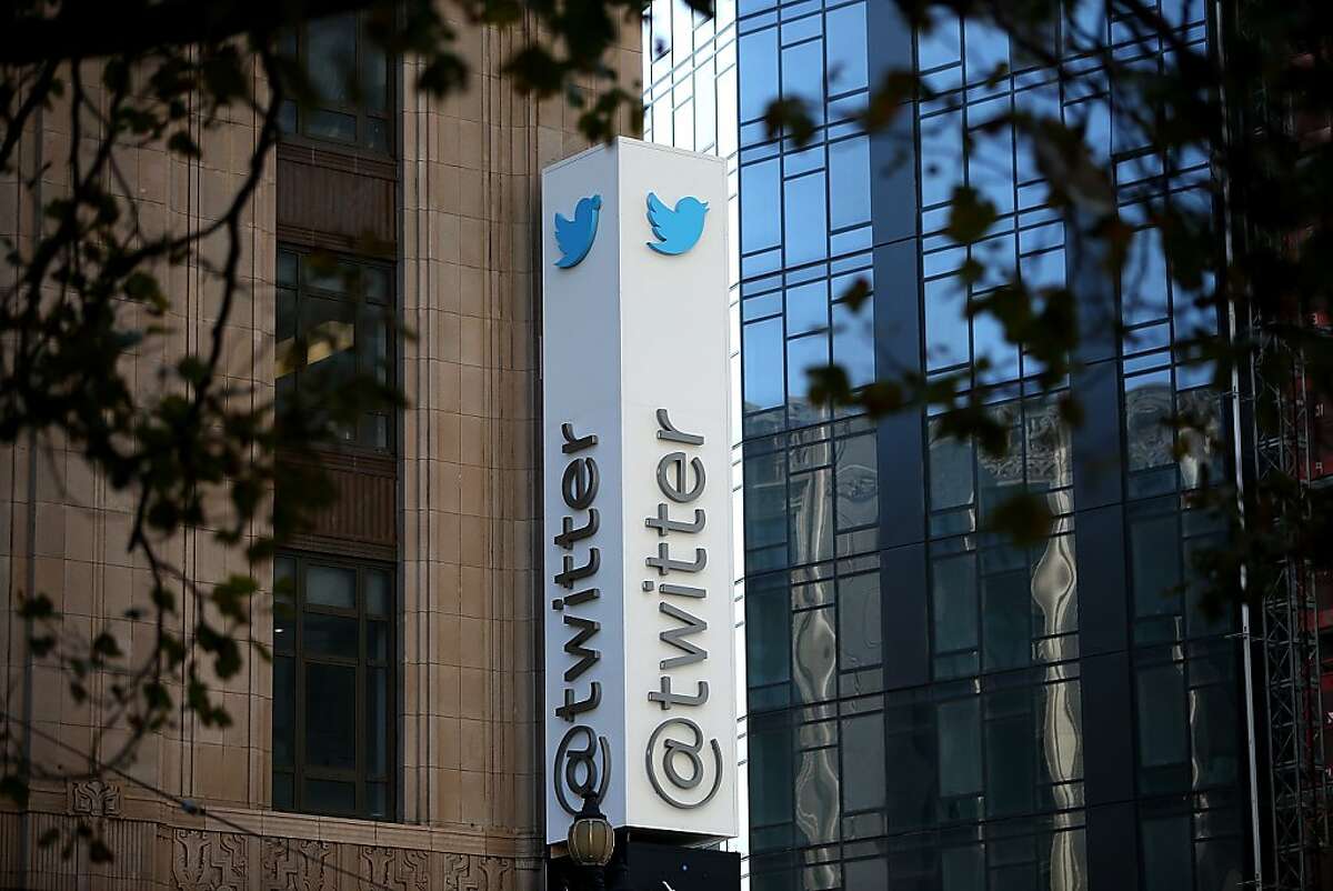 A sign is posted outside of the Twitter headquarters on October 25, 2013 in San Francisco, California.