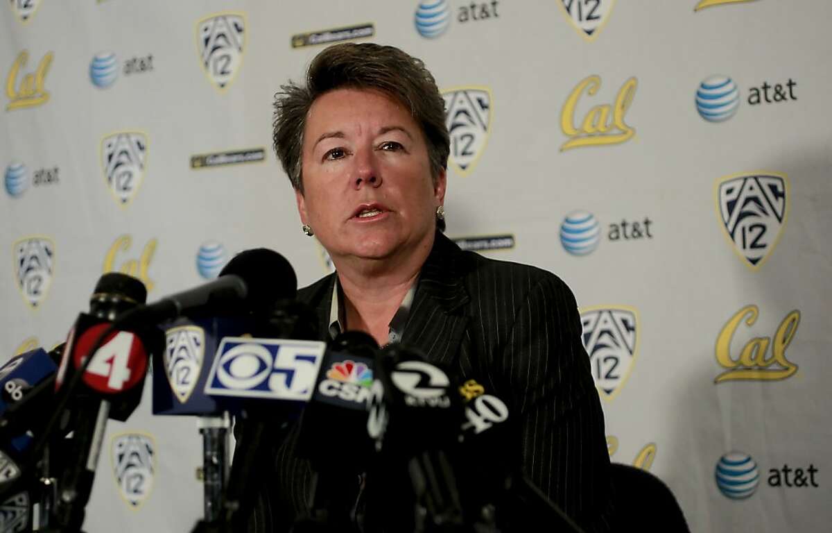 University of California, Director of Athletics Sandy Barbour holds a press conference, to announce the dismissal of the football's head coach Jeff Tedford, in Berkeley, Ca. on Tuesday Nov. 20, 2012. Jeff Tedford who has overseen the Golden Bears football program for the past 11 seasons, has been relieved of his duties as head coach at the UNiversity of California.