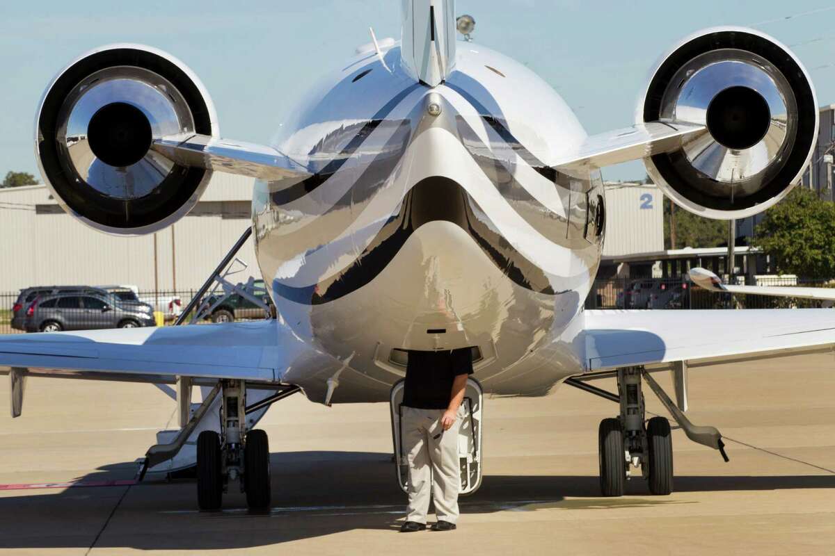 A private plane sits on the runway at Sugar Land Regional Airport in this file photo from 2013.