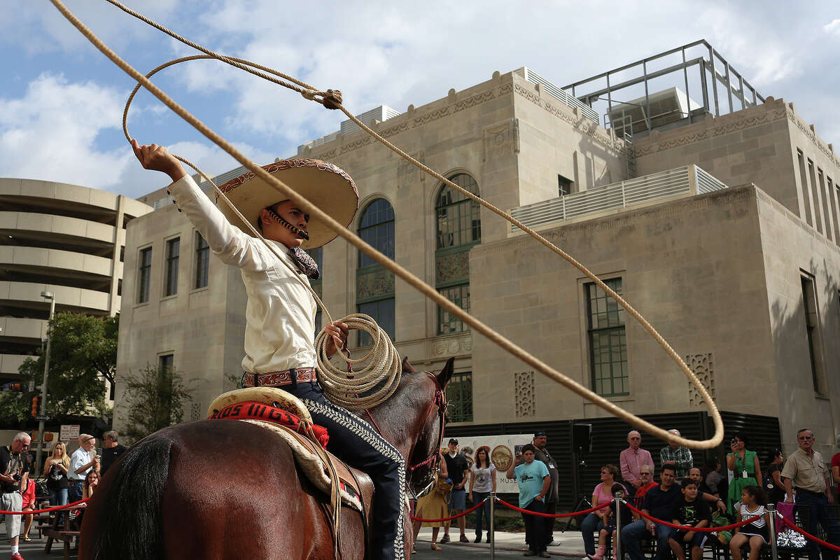 Edmundo Rios III, 17, performs with the San Antonio Charro Association during the grand opening celebration for the Briscoe Western Art Museum in San Antonio on Saturday, Oct. 26, 2013.