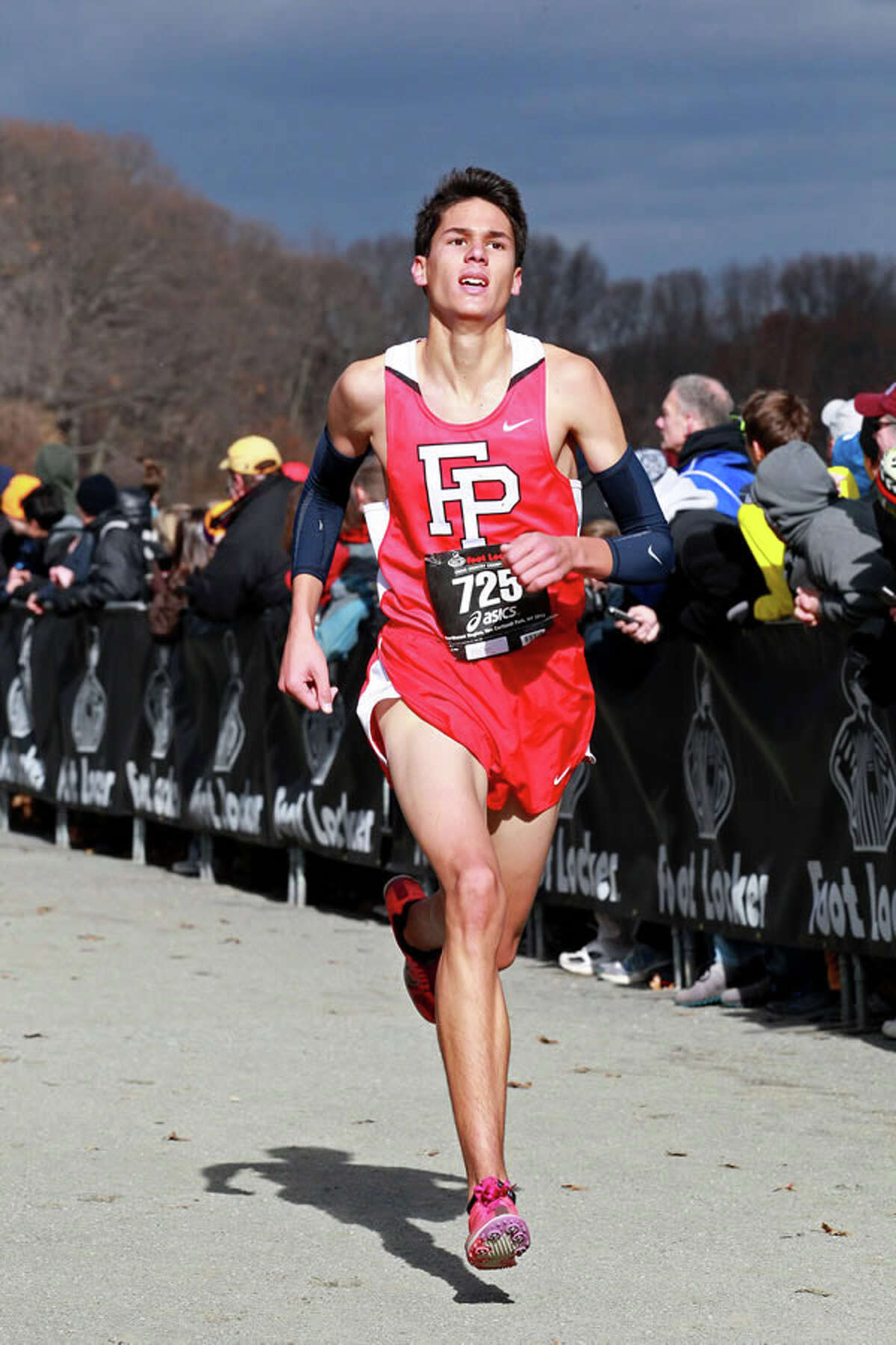 Fairfield Prep's Christian Alvarado races during his eighth place finish at the Foot Locker Northeast Regional Championships in New York on Nov. 24.