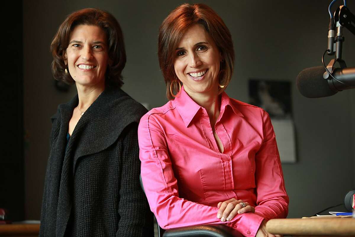 Joanna Strober (left) and Sharon Meers (right), authors of 'Getting to 50/50', take a break during an interview on the Ronn Owens show at KGO 81 in San Francisco, California, on Tuesday, October 29, 2013.