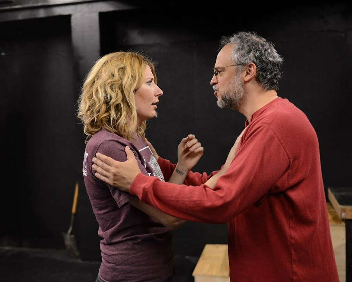 Christina Casella and David Davalos rehearse a scene from “Wittenberg.”