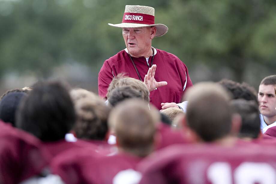 PHOTOS: High school football coaching changes this offseason
Cinco Ranch head coach Don Clayton gives some words of encouragement to the team as the Cougars went through two-a-day practices at Cinco Ranch High School on Aug. 16, 2013.
Browse through the photos above to catch up on all the high school football coaching changes so far this offseason ...
 Photo: Diana L. Porter, Freelance / © Diana L. Porter