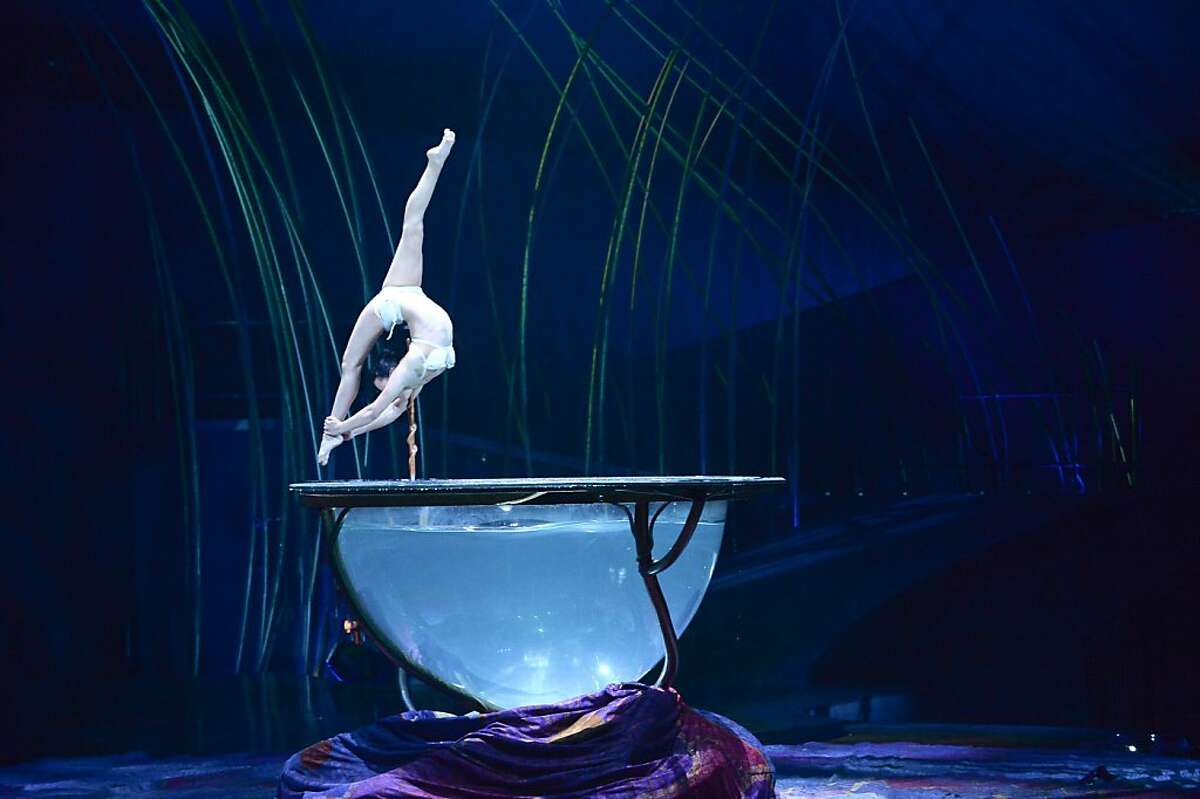 The "Water Bowl" sequence from Cirque du Soleil's "Amaluna" directed by Tony Award-winner Diane Paulus. "Amaluna" continues through Dec. 31 at AT&T Park before moving to San Jose in January. Photo by Laurence Labat