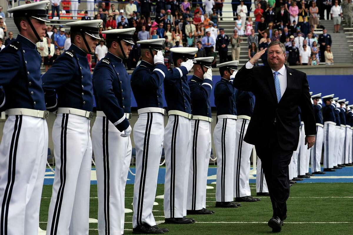 Secretary of the Air Force Michael B. Donley enters Falcon Stadium for the Air Force Academy?•s Class of 2013 commencement May 29.