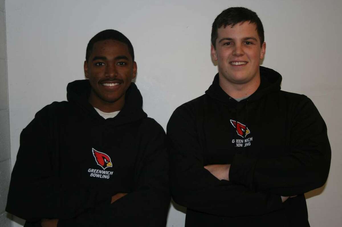 Greenwich High bowling captains Teon Gookool, left, and Jack Zimmerman.