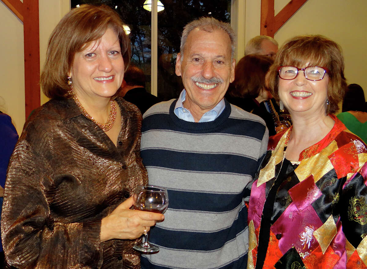 At the Fairfield Foundation for Education wine tasting on Saturday were, from left, event co-chairwoman Val Foster; grants committee member Jeff Ackerman, and foundation founder Ann Clark, a former Fairfield school superintendent.